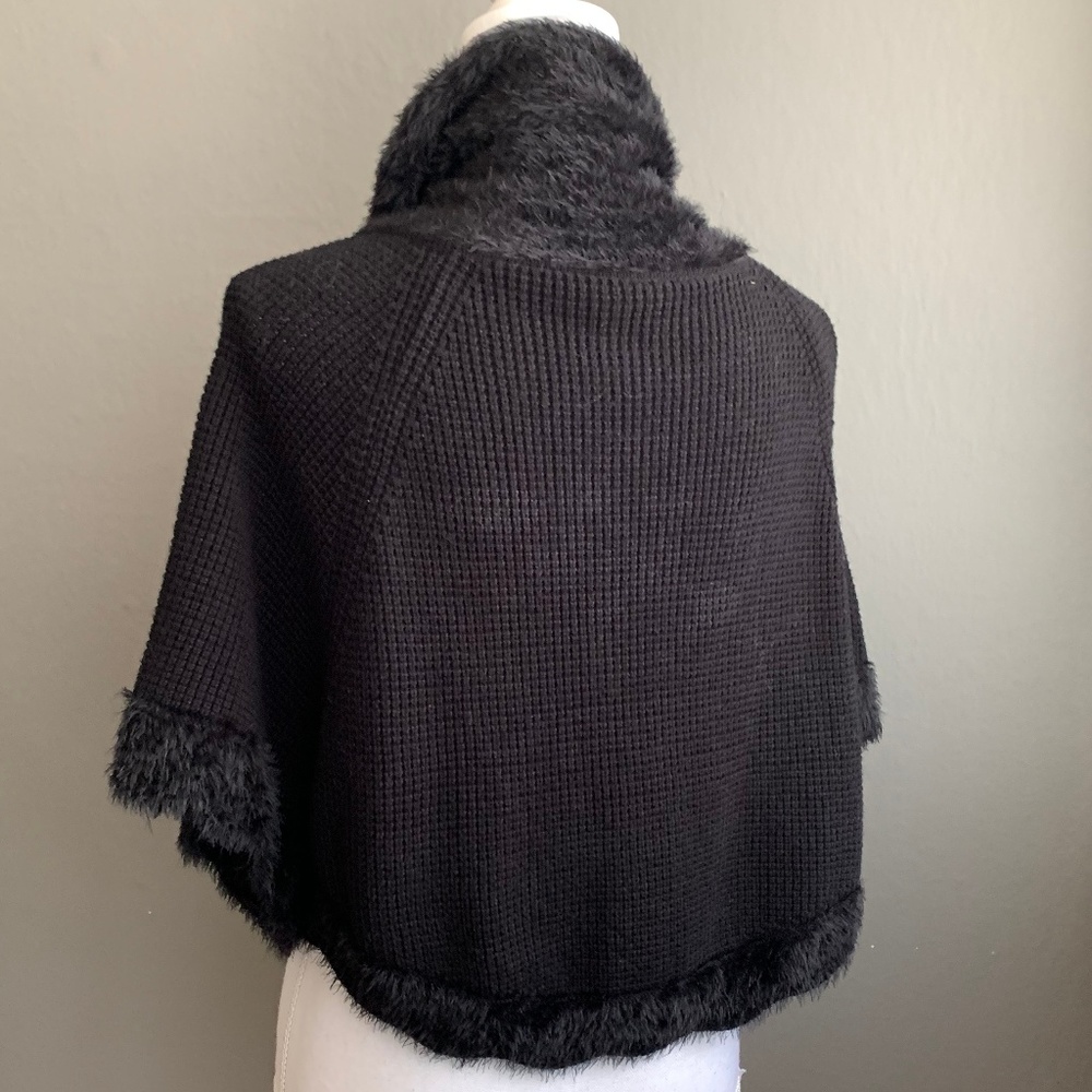 SOLD! Black Soft Cozy Winter Shrug Cape - Picture 2 of 4